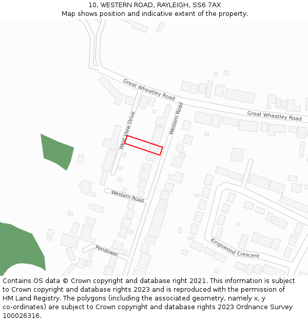 10, WESTERN ROAD, RAYLEIGH, SS6 7AX: Location map and indicative extent of plot