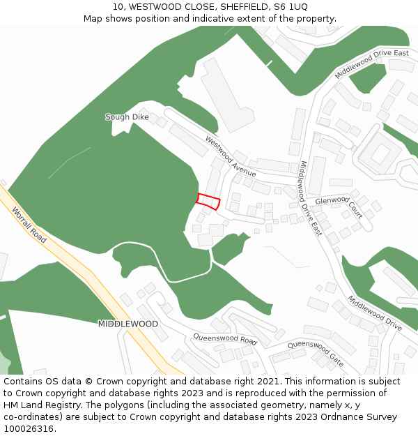 10, WESTWOOD CLOSE, SHEFFIELD, S6 1UQ: Location map and indicative extent of plot