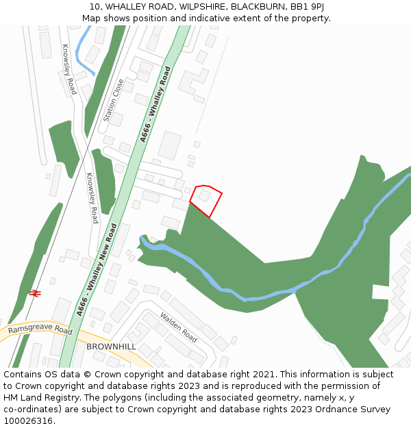 10, WHALLEY ROAD, WILPSHIRE, BLACKBURN, BB1 9PJ: Location map and indicative extent of plot