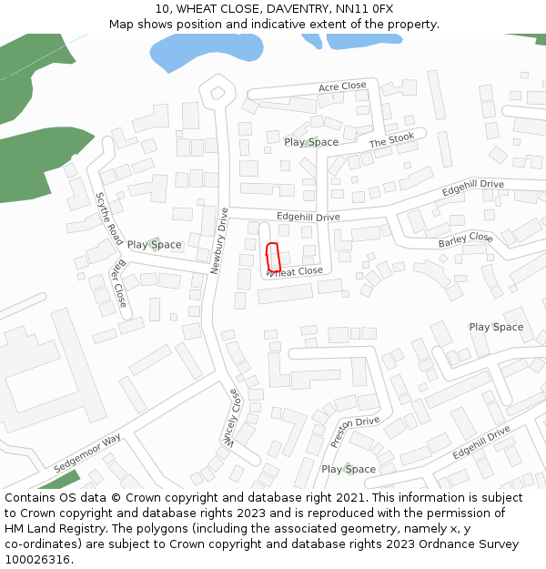 10, WHEAT CLOSE, DAVENTRY, NN11 0FX: Location map and indicative extent of plot