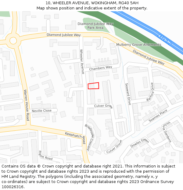 10, WHEELER AVENUE, WOKINGHAM, RG40 5AH: Location map and indicative extent of plot