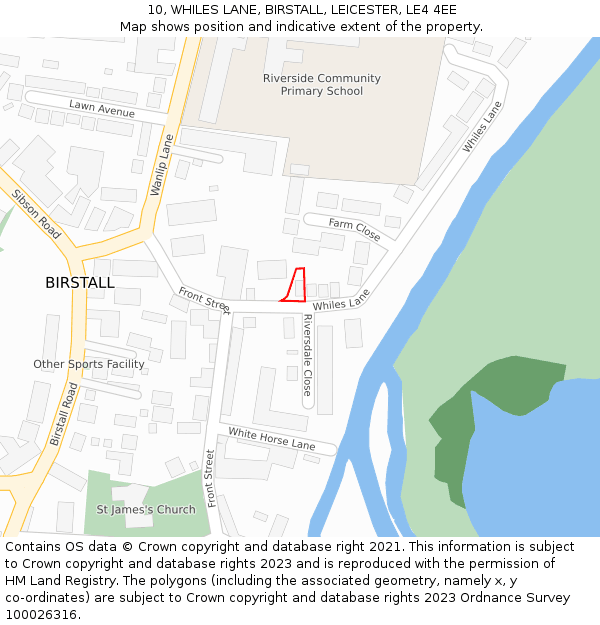 10, WHILES LANE, BIRSTALL, LEICESTER, LE4 4EE: Location map and indicative extent of plot