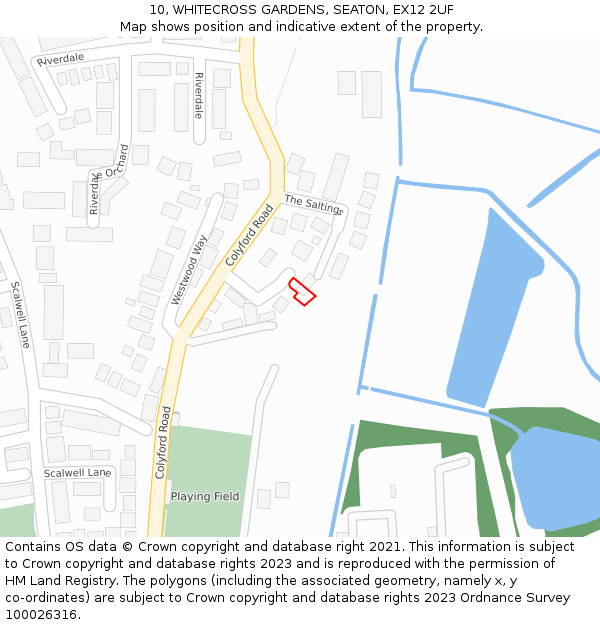 10, WHITECROSS GARDENS, SEATON, EX12 2UF: Location map and indicative extent of plot