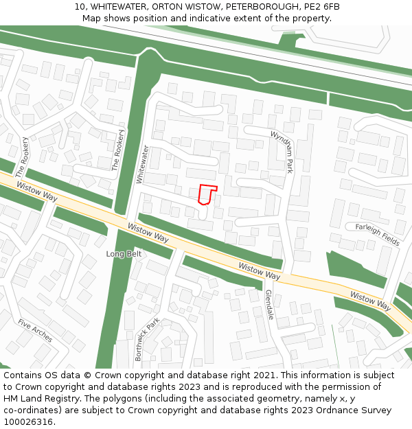 10, WHITEWATER, ORTON WISTOW, PETERBOROUGH, PE2 6FB: Location map and indicative extent of plot