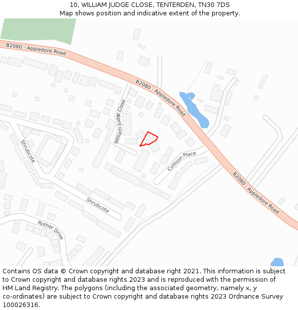 10, WILLIAM JUDGE CLOSE, TENTERDEN, TN30 7DS: Location map and indicative extent of plot