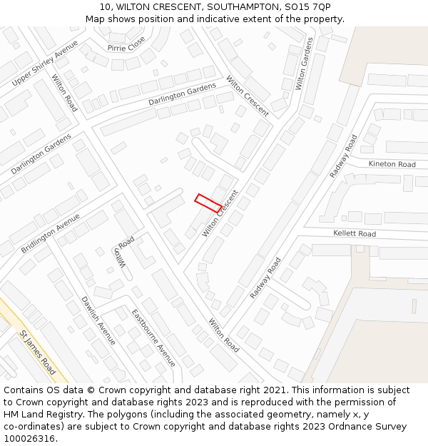 10, WILTON CRESCENT, SOUTHAMPTON, SO15 7QP: Location map and indicative extent of plot