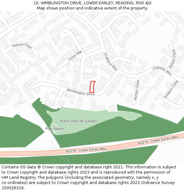 10, WIMBLINGTON DRIVE, LOWER EARLEY, READING, RG6 4JG: Location map and indicative extent of plot
