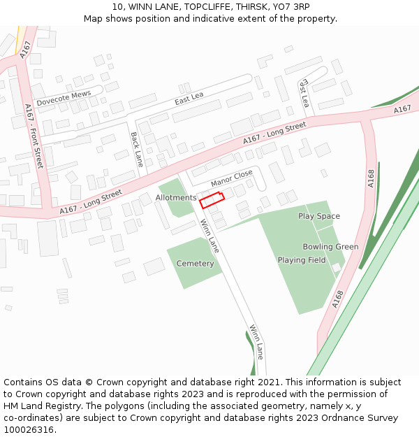10, WINN LANE, TOPCLIFFE, THIRSK, YO7 3RP: Location map and indicative extent of plot