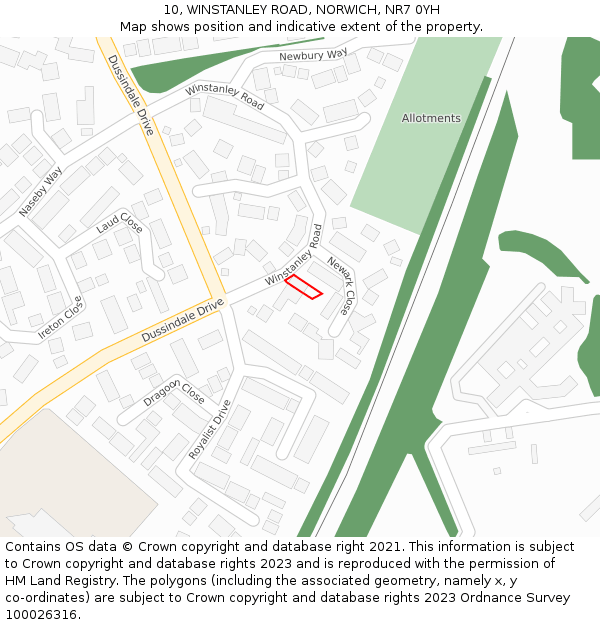 10, WINSTANLEY ROAD, NORWICH, NR7 0YH: Location map and indicative extent of plot