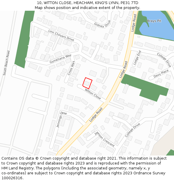 10, WITTON CLOSE, HEACHAM, KING'S LYNN, PE31 7TD: Location map and indicative extent of plot