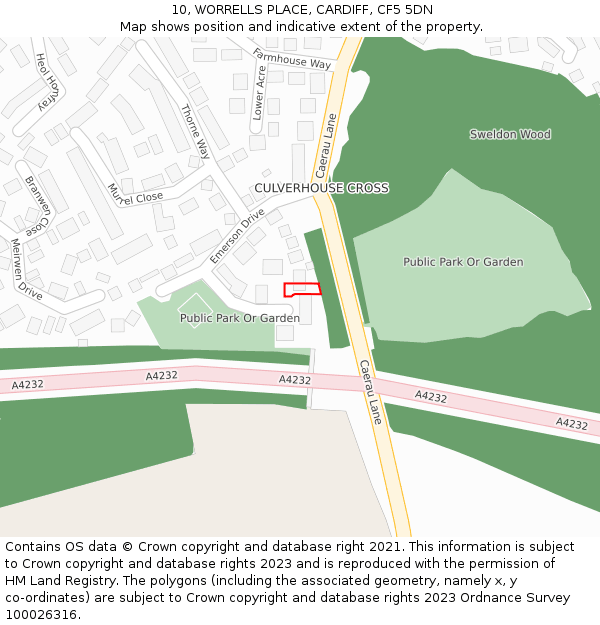 10, WORRELLS PLACE, CARDIFF, CF5 5DN: Location map and indicative extent of plot