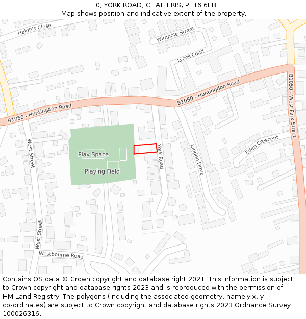 10, YORK ROAD, CHATTERIS, PE16 6EB: Location map and indicative extent of plot