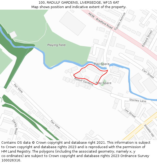 100, RADULF GARDENS, LIVERSEDGE, WF15 6AT: Location map and indicative extent of plot