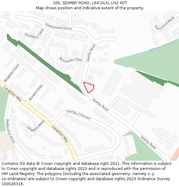 100, SEARBY ROAD, LINCOLN, LN2 4DT: Location map and indicative extent of plot