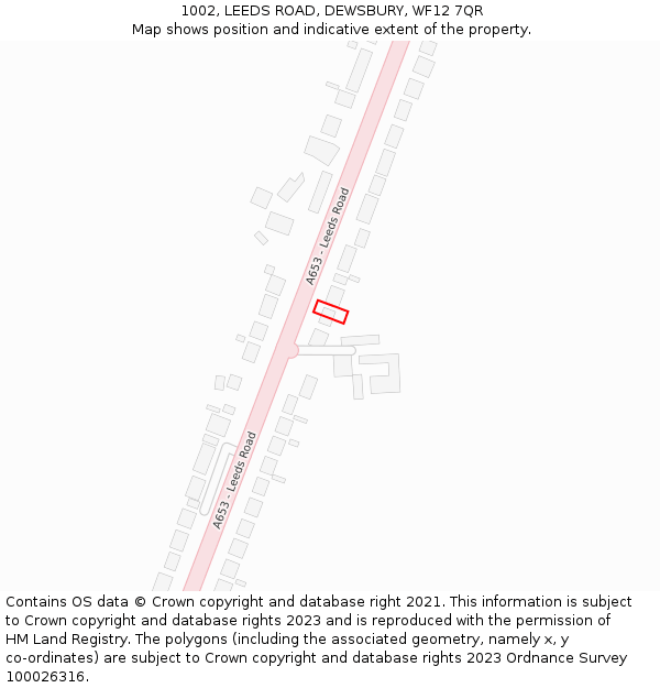 1002, LEEDS ROAD, DEWSBURY, WF12 7QR: Location map and indicative extent of plot