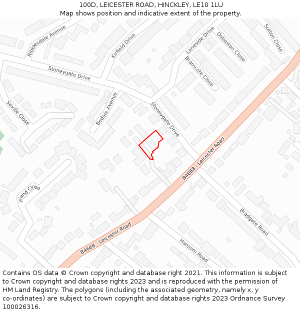 100D, LEICESTER ROAD, HINCKLEY, LE10 1LU: Location map and indicative extent of plot