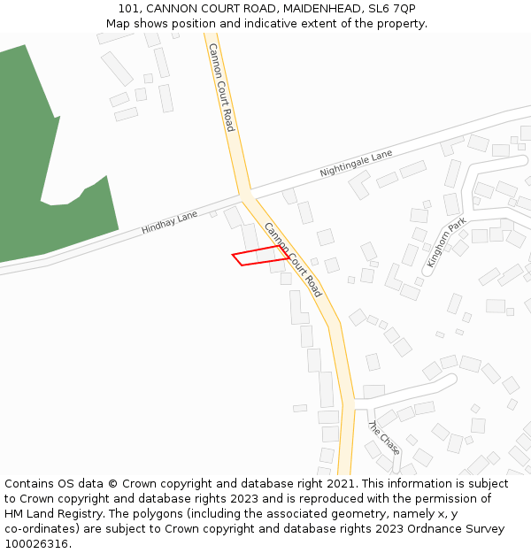 101, CANNON COURT ROAD, MAIDENHEAD, SL6 7QP: Location map and indicative extent of plot