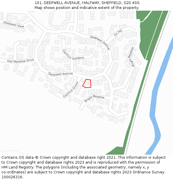 101, DEEPWELL AVENUE, HALFWAY, SHEFFIELD, S20 4SS: Location map and indicative extent of plot