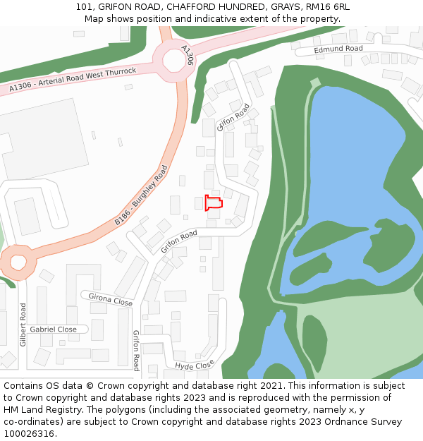 101, GRIFON ROAD, CHAFFORD HUNDRED, GRAYS, RM16 6RL: Location map and indicative extent of plot