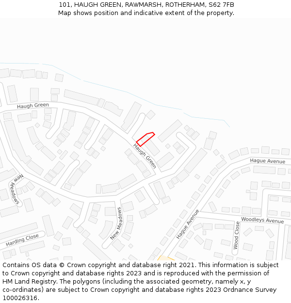 101, HAUGH GREEN, RAWMARSH, ROTHERHAM, S62 7FB: Location map and indicative extent of plot