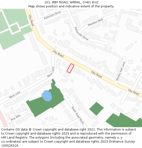 101, IRBY ROAD, WIRRAL, CH61 6UZ: Location map and indicative extent of plot