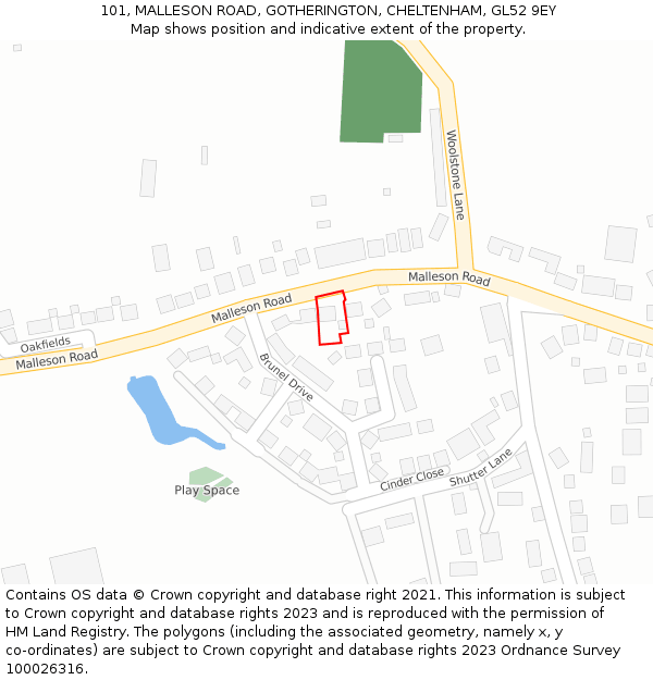 101, MALLESON ROAD, GOTHERINGTON, CHELTENHAM, GL52 9EY: Location map and indicative extent of plot