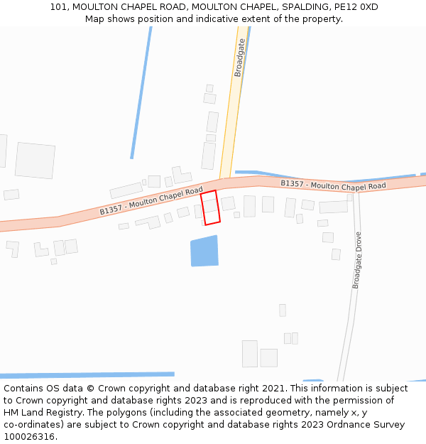 101, MOULTON CHAPEL ROAD, MOULTON CHAPEL, SPALDING, PE12 0XD: Location map and indicative extent of plot