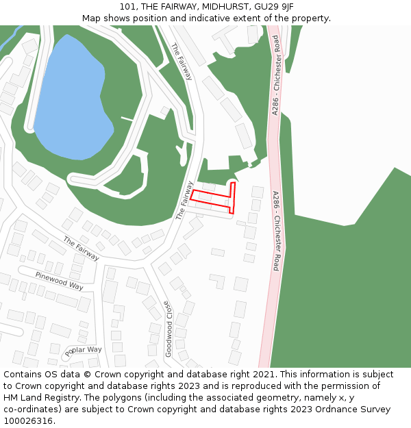 101, THE FAIRWAY, MIDHURST, GU29 9JF: Location map and indicative extent of plot