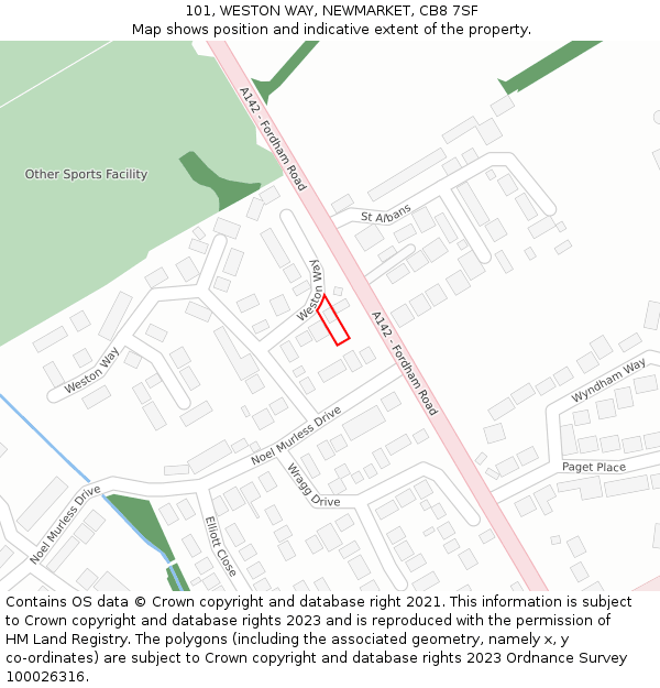 101, WESTON WAY, NEWMARKET, CB8 7SF: Location map and indicative extent of plot