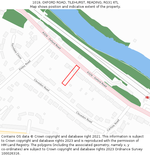 1019, OXFORD ROAD, TILEHURST, READING, RG31 6TL: Location map and indicative extent of plot