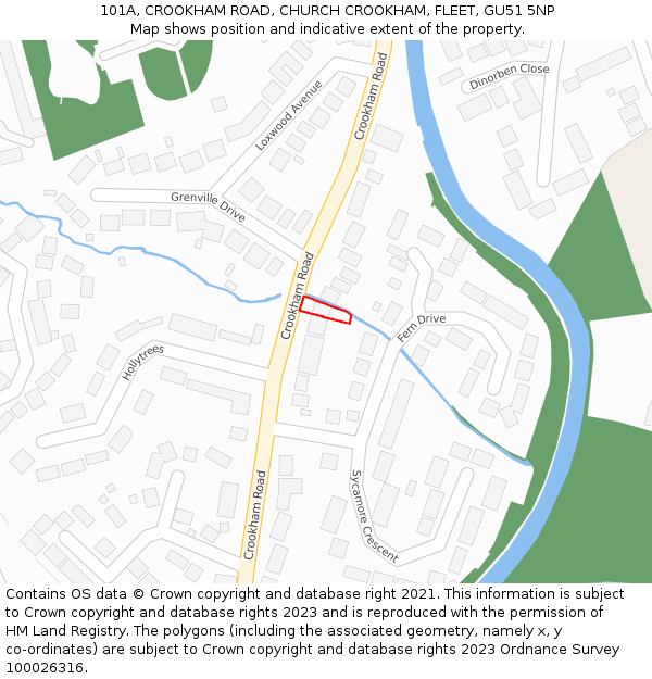 101A, CROOKHAM ROAD, CHURCH CROOKHAM, FLEET, GU51 5NP: Location map and indicative extent of plot
