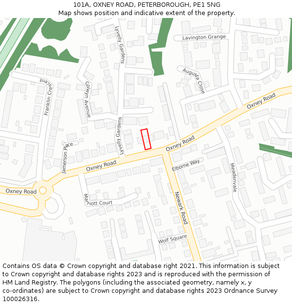 101A, OXNEY ROAD, PETERBOROUGH, PE1 5NG: Location map and indicative extent of plot