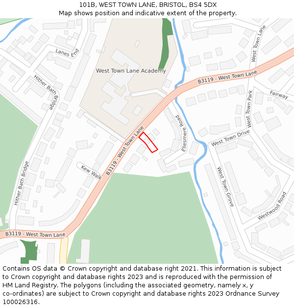 101B, WEST TOWN LANE, BRISTOL, BS4 5DX: Location map and indicative extent of plot