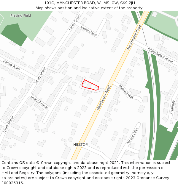 101C, MANCHESTER ROAD, WILMSLOW, SK9 2JH: Location map and indicative extent of plot