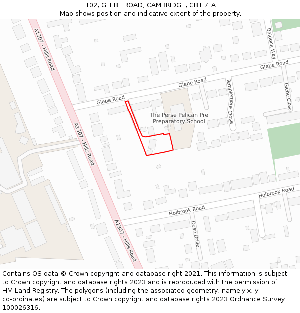 102, GLEBE ROAD, CAMBRIDGE, CB1 7TA: Location map and indicative extent of plot