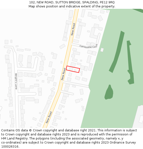 102, NEW ROAD, SUTTON BRIDGE, SPALDING, PE12 9RQ: Location map and indicative extent of plot