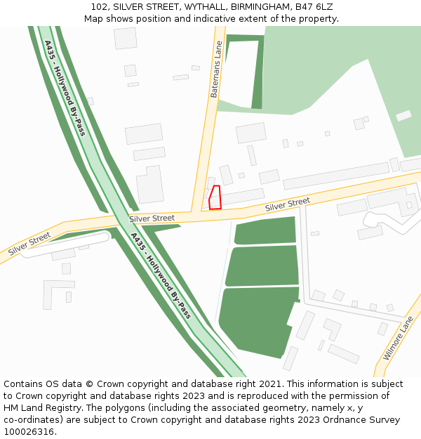 102, SILVER STREET, WYTHALL, BIRMINGHAM, B47 6LZ: Location map and indicative extent of plot