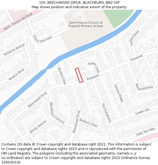 103, BEECHWOOD DRIVE, BLACKBURN, BB2 5AT: Location map and indicative extent of plot