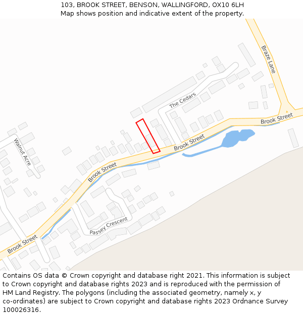103, BROOK STREET, BENSON, WALLINGFORD, OX10 6LH: Location map and indicative extent of plot