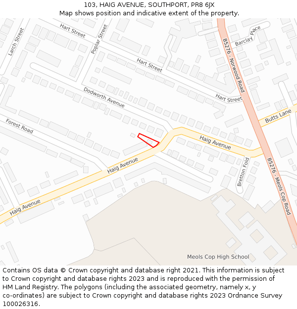 103, HAIG AVENUE, SOUTHPORT, PR8 6JX: Location map and indicative extent of plot