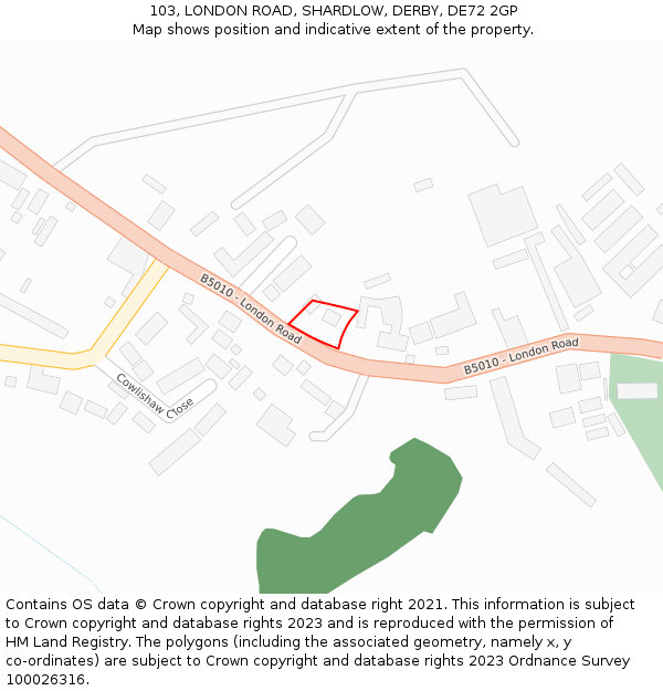 103, LONDON ROAD, SHARDLOW, DERBY, DE72 2GP: Location map and indicative extent of plot