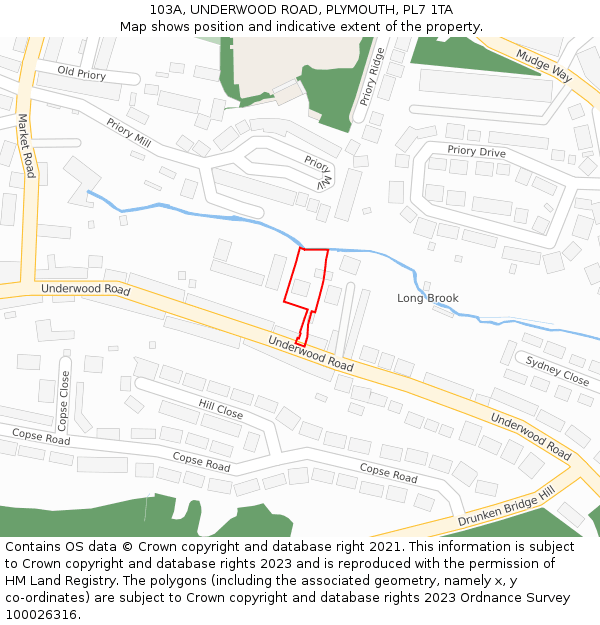 103A, UNDERWOOD ROAD, PLYMOUTH, PL7 1TA: Location map and indicative extent of plot