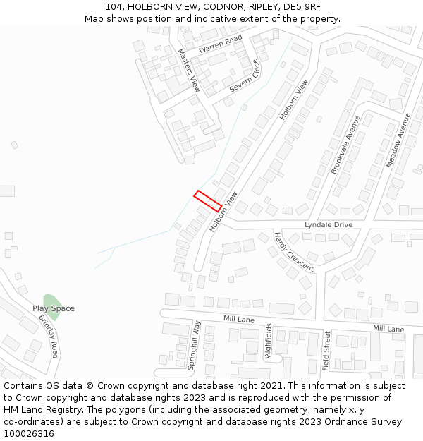 104, HOLBORN VIEW, CODNOR, RIPLEY, DE5 9RF: Location map and indicative extent of plot