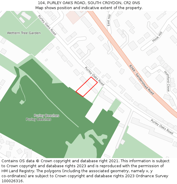 104, PURLEY OAKS ROAD, SOUTH CROYDON, CR2 0NS: Location map and indicative extent of plot