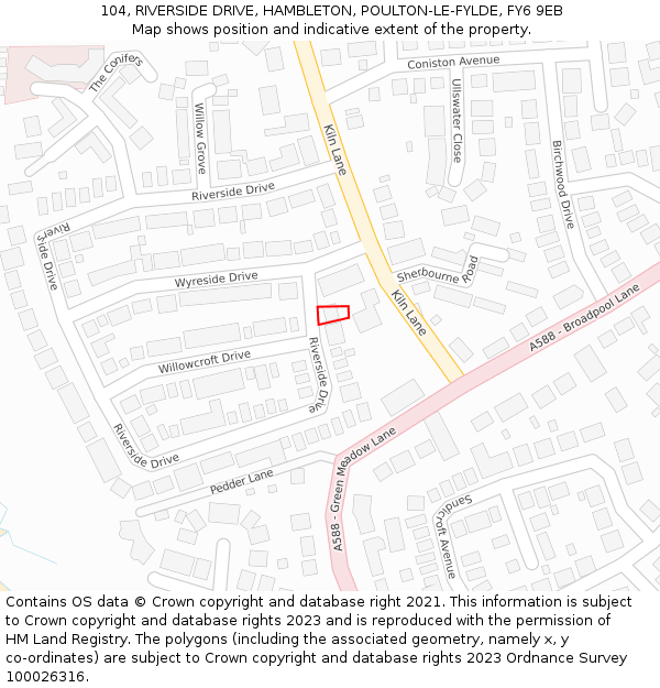 104, RIVERSIDE DRIVE, HAMBLETON, POULTON-LE-FYLDE, FY6 9EB: Location map and indicative extent of plot