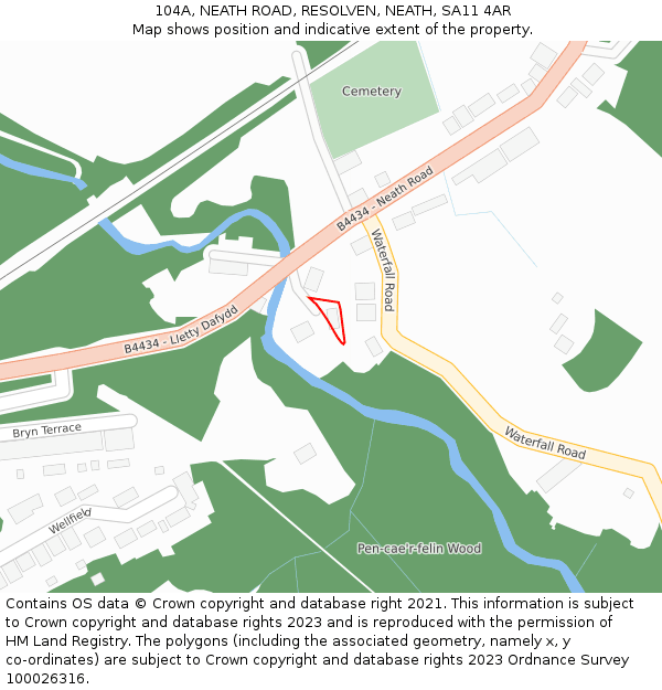 104A, NEATH ROAD, RESOLVEN, NEATH, SA11 4AR: Location map and indicative extent of plot