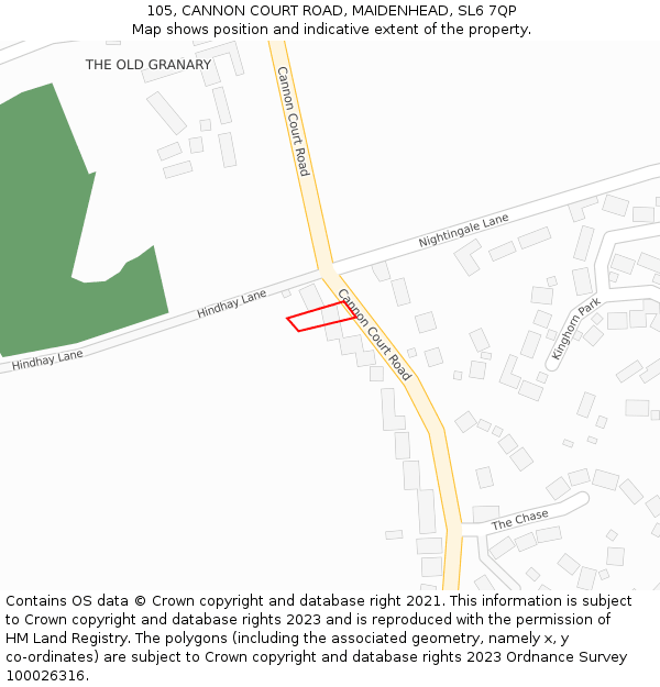 105, CANNON COURT ROAD, MAIDENHEAD, SL6 7QP: Location map and indicative extent of plot
