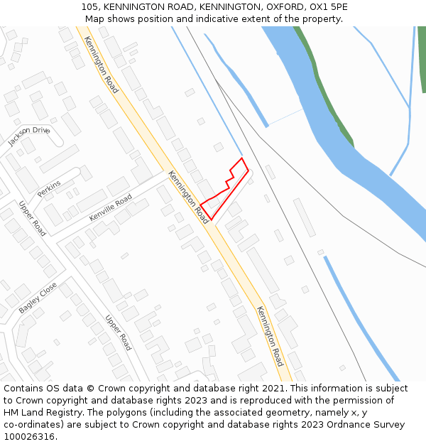 105, KENNINGTON ROAD, KENNINGTON, OXFORD, OX1 5PE: Location map and indicative extent of plot