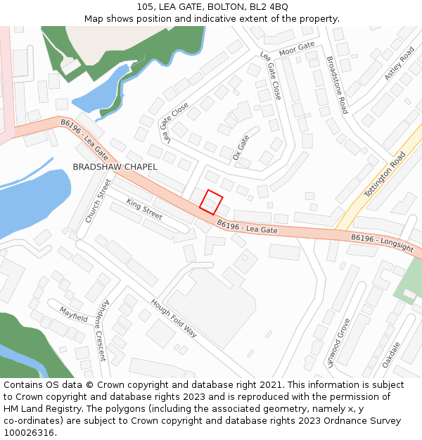 105, LEA GATE, BOLTON, BL2 4BQ: Location map and indicative extent of plot