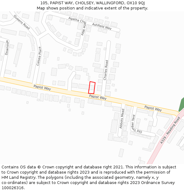 105, PAPIST WAY, CHOLSEY, WALLINGFORD, OX10 9QJ: Location map and indicative extent of plot